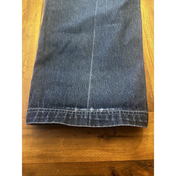 Y2K RISK NYC Street Knowledge Embroidered Jeans Mens 38x32 Baggy Skater Wide Leg - Picture 8 of 16